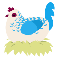 i see, a cream and sky chicken with a half-lace pattern