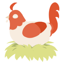 Orange Dreamsicle, a cream and vermilion chicken with a head pattern