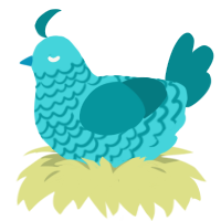 A aqua and teal chicken with a lace pattern