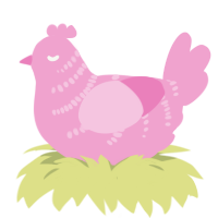Pink Bar, a pink chicken with a half-bar pattern