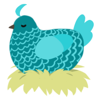 A teal and aqua chicken with a lace pattern