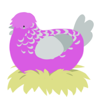 A orchid and silver chicken with a half-lace pattern