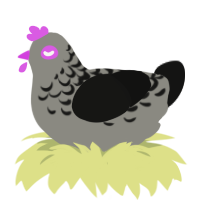 YES YES YES AFFIRM, a ash and black chicken with a half-lace pattern