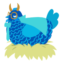 Pelops, a ultramarine and cerulean chicken with a lace pattern