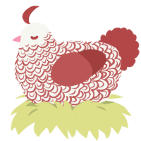 A white and red chicken with a double-lace pattern