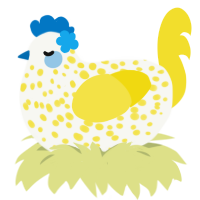 Hyacinth, a white and yellow chicken with a speckle pattern