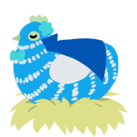 Lapis, a sky and mist chicken with a bar pattern