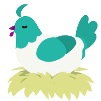 Freezy Miku, a white and turquoise chicken with a head pattern