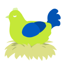 A lime and ultramarine chicken