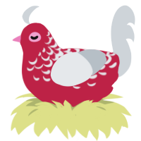 A crimson and mist chicken with a half-lace pattern