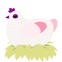 bonbon 0218, a white and rose chicken with a lace pattern