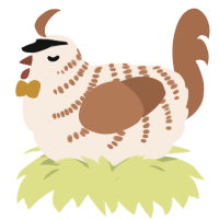 Kōlea, a cream and brown chicken with a half-bar pattern