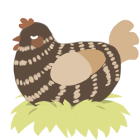 nutella, a bark and beige chicken with a bar pattern