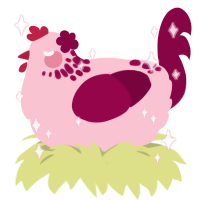 Blossom, a rose and maroon chicken with a neck-speckle pattern