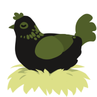 Oliver, a sable and olive chicken with a neck-speckle pattern