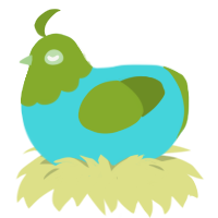 eawfth, a aqua and chartreuse chicken with a head pattern