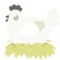 A white chicken with a lace pattern