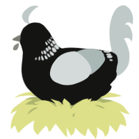 A black and silver chicken with a neck-band pattern