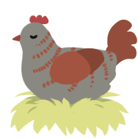 A ash and russet chicken with a half-bar pattern