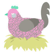 Fairy dust, a pink and ash chicken with a double-lace pattern
