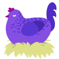 Elderberry, a blurple and indigo chicken with a half-lace pattern