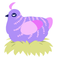 A lilac and lavender chicken with a half-bar pattern