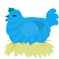 Adam, a sky chicken with a bar pattern