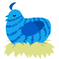 A sky and ultramarine chicken with a bar pattern