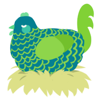 A sea and grass chicken with a lace pattern