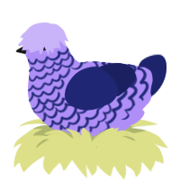 True Blurple, a lilac and navy chicken with a lace pattern