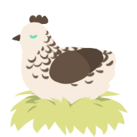 Cream, a cream and bark chicken with a half-lace pattern