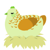 A apple and ochre chicken with a half-lace pattern