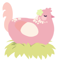 Dottie, a pink and rose chicken with a neck-speckle pattern