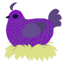 A violet and overcast chicken with a lace pattern