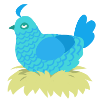 A aqua and sky chicken with a lace pattern