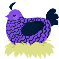 A blurple and tumblr chicken with a lace pattern