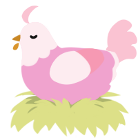 A pink and rose chicken with a head pattern