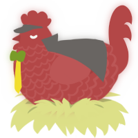 Traffic Light, a red chicken with a lace pattern