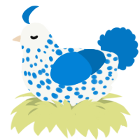 (unnamed), a white and sapphire chicken with a speckle pattern