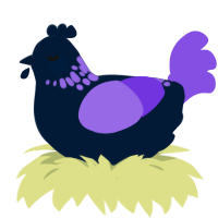 Necklespeckle, a tumblr and blurple chicken with a neck-speckle pattern