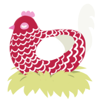 (unnamed), a crimson and white chicken with a lace pattern