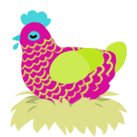 (unnamed), a fuchsia and lime chicken with a lace pattern