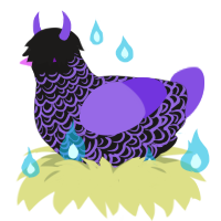 A sable and blurple chicken with a double-lace pattern