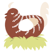 A russet and cream chicken with a half-bar pattern