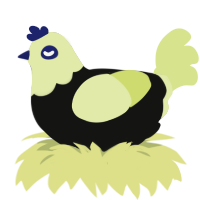 (unnamed), a black and lemon chicken with a head pattern