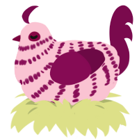 A rose and wine chicken with a bar pattern