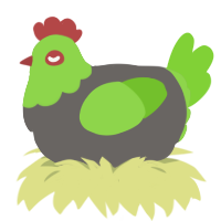 A grey and grass chicken with a head pattern