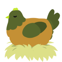 Avocado toast, a gold and olive chicken with a head pattern