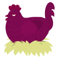 A wine chicken with a speckle pattern