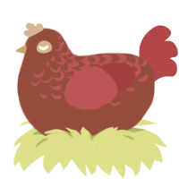 Wood Ear, a russet and red chicken with a half-lace pattern